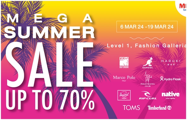 เมกาบางนา ชวนช้อปสินค้าท้าลมร้อน พร้อมให้ส่วนลดสูงสุดถึง 70%  ในงาน MEGA SUMMER SALE  ตั้งแต่วันที่ 6 มีนาคม 2567 - 19 มีนาคม 2567  