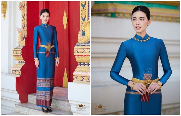 ส่องชุดไทยบรมพิมานสีน้ำเงินครามราคาเรือนแสนของแม่หยัว “ใหม่ ดาวิกา โฮร์เน่” ในงานบุญทอดกฐินเงินล้าน ณ วัดสว่างอารมณ์