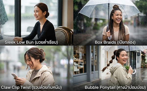 แจก 4 ไอเดียทรงผมรอดตายในวันฝนตก สวยเป๊ะ ไม่แคร์ความชื้น!